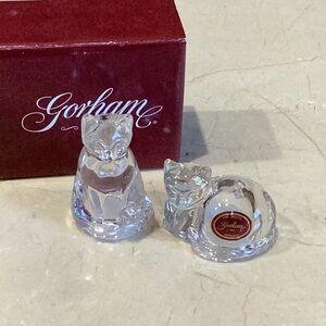 Full Lead Crystal Cat Salt And Pepper Shaker Set Gorham Germany